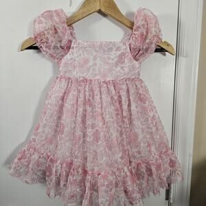 Isaac Mizrahi Toddler Pink Floral Puff Sleeve Dress 2T Cottage Party Wedding